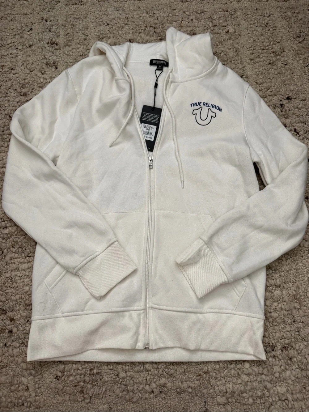 True Religion White Zip Hoodie